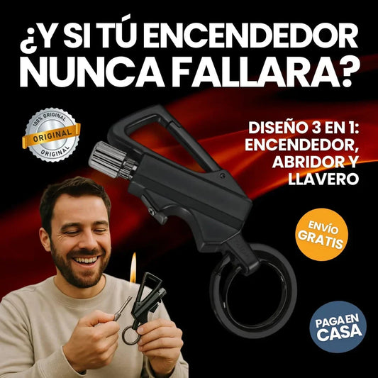 Encendedor, Abridor y Llavero 3 en 1 🔥 Cerilla Permanente
